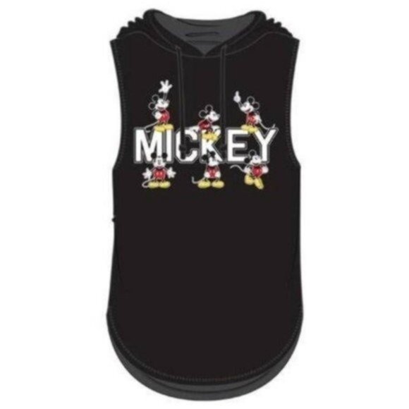 Disney Tops - Disney Black Mickey Mouse Sleeveless Pullover Hooded T shirt Size Junior 7/9